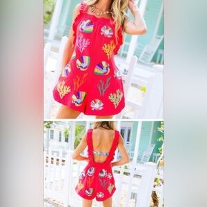 QUEEN OF SPARKLES Colorful Coral Swim Coverup